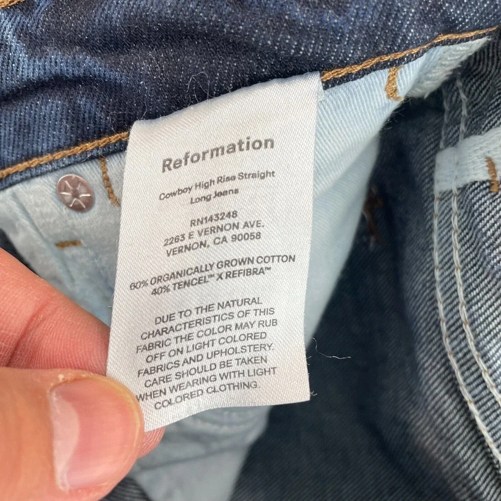 Reformation Cowboy High Rise Straight Jeans Women 25 in Rinse Denim‎ Designer